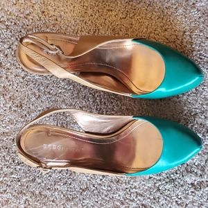 BCBG two tone pimone heels